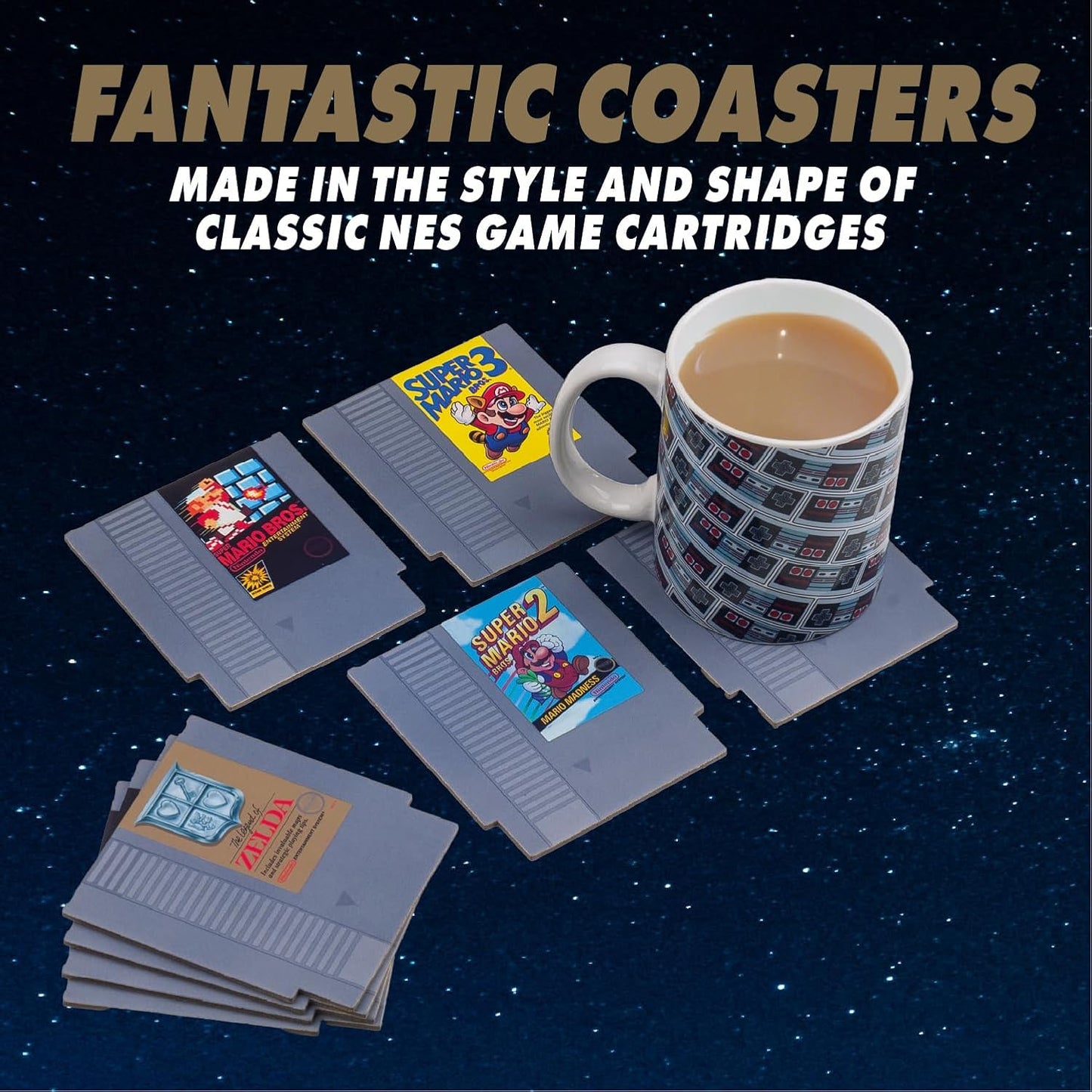 Paladone Nintendo NES Cartridge Drink Coasters, 8-Pack